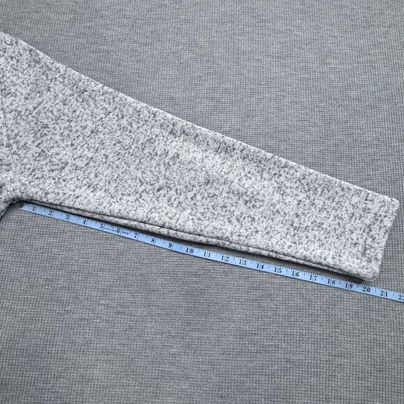 Old River Mens Size L Gray Speckled Quarter Zip Fleece Pullover Sweater Pocket - Picture 11 of 13